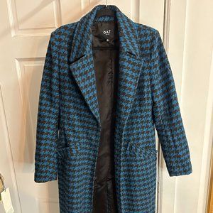 Long Wool Herringbone Blue/Black Coat